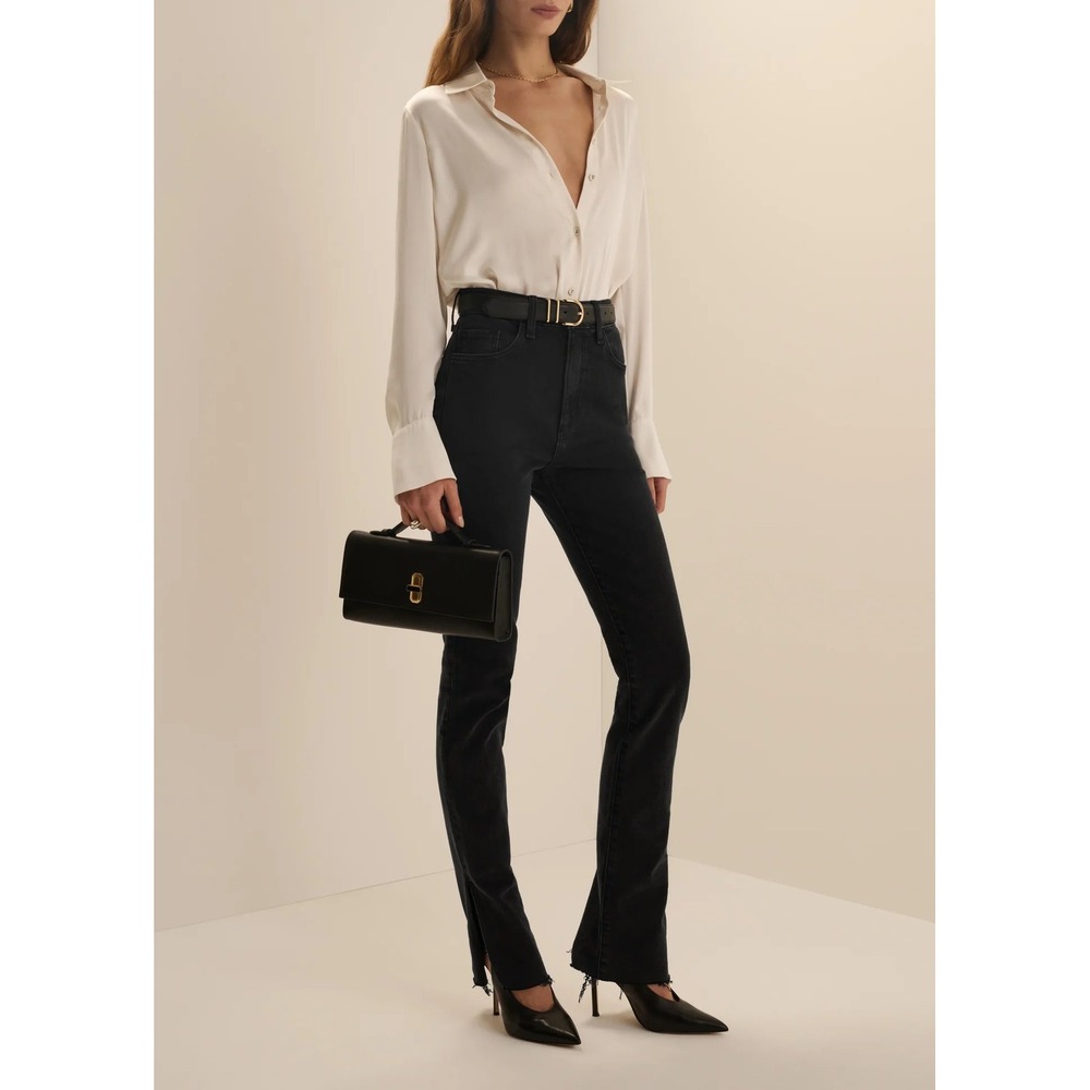 Favorite Daughter Valentina Tower Super High Rise Cigarette Jeans Black 29 34L